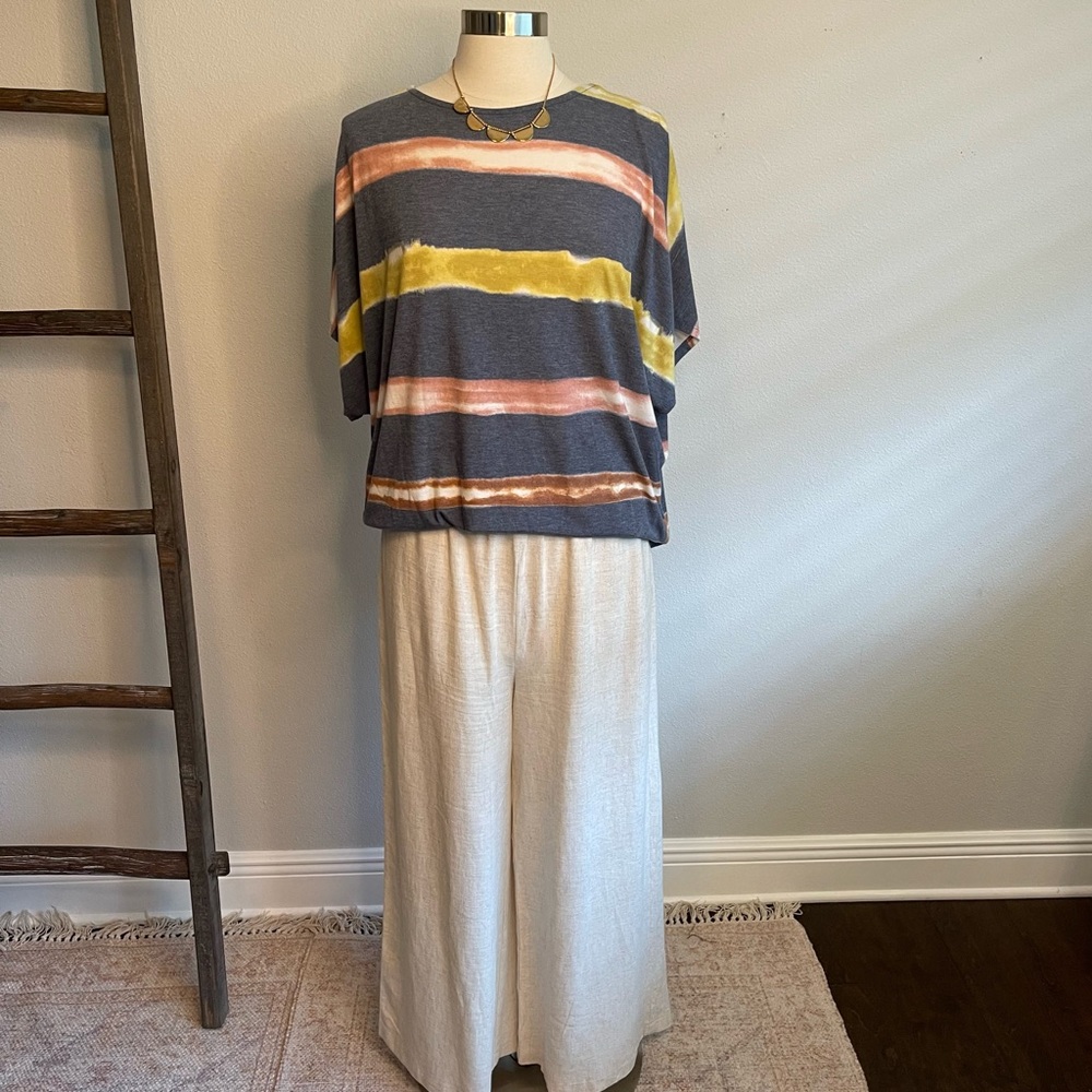 GeeGee Multi Color Stripe Open Back Top NWT